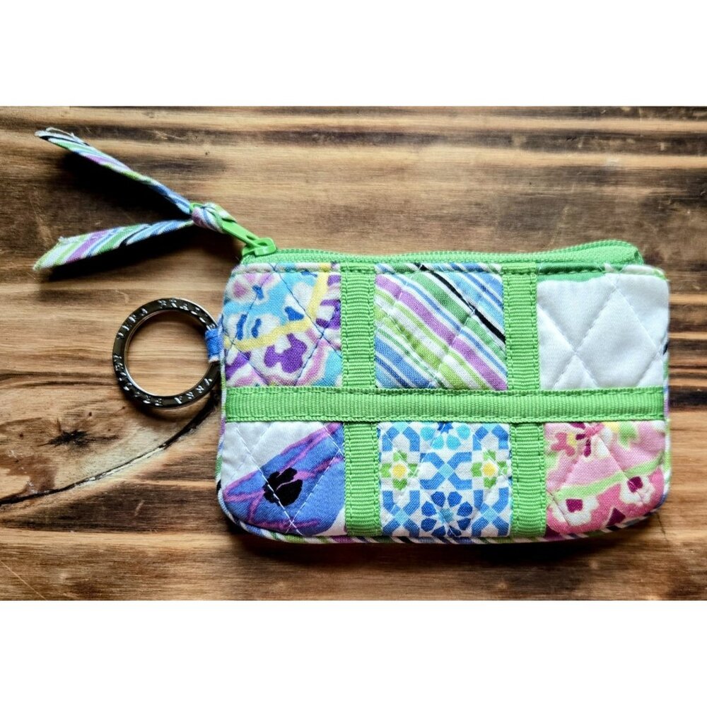 VERA BRADLEY Patchwork Coin Purse Credit Card ID Holder Keychain Vintage Retired